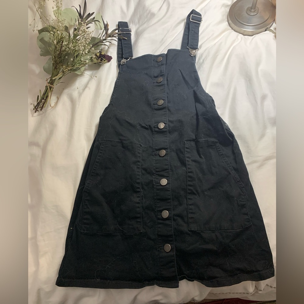 Black denim overall dress size medium with adjustable straps